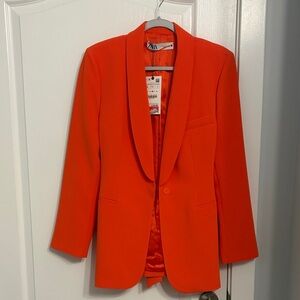 Zara Bold Orange Blazer Sz L